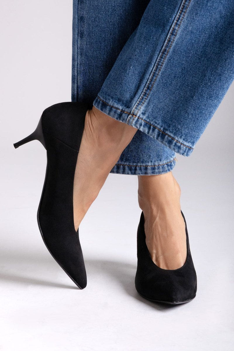 Kitten Heel Pumps TFP - Black Suede - thefashionproject.gr - TFP
