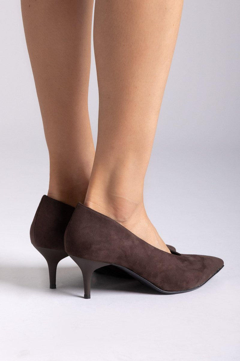 Kitten Heel Pumps TFP - Brown Suede - thefashionproject.gr - TFP