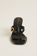 TFP - Kitten Heel Thong Mules - Black Patent