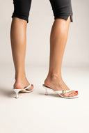 TFP - Kitten Heel Thong Mules - White Patent