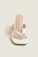 TFP - Kitten Heel Thong Mules - White Patent