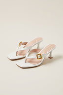 TFP - Kitten Heel Thong Mules - White Patent