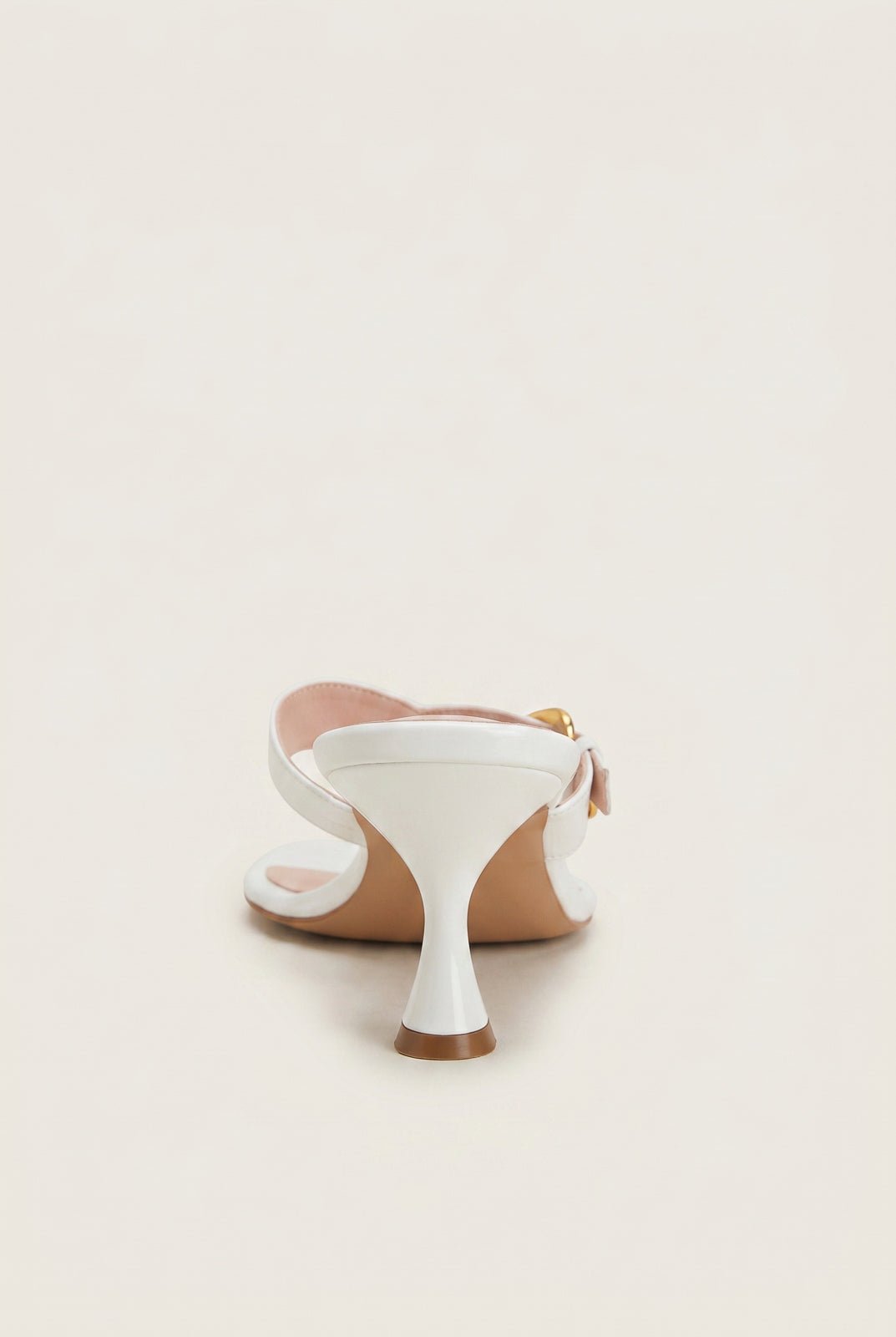 TFP - Kitten Heel Thong Mules - White Patent