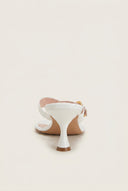 TFP - Kitten Heel Thong Mules - White Patent