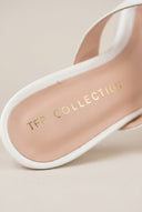 TFP - Kitten Heel Thong Mules - White Patent