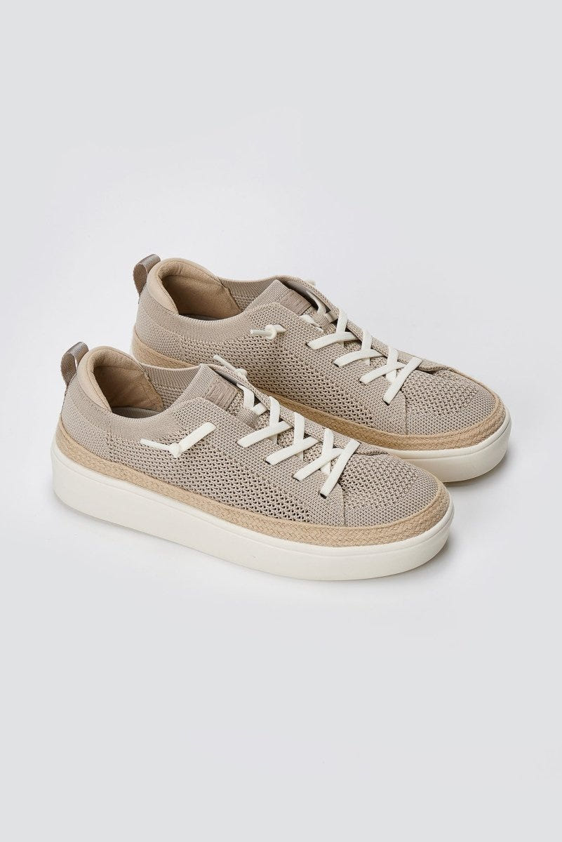 Refresh - Knit Lace Up Sneakers Comfort - Beige Matte