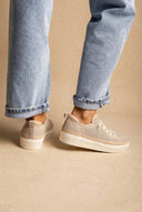 Refresh - Knit Lace Up Sneakers Comfort - Beige Matte