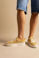 Refresh - Knit Lace Up Sneakers Comfort - Mustard