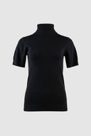 Wit Girl - Knit Short Sleeve Turtleneck Top - Black