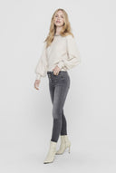 ONLY - Knit Top Embellished Neckline - Beige