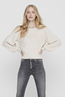 ONLY - Knit Top Embellished Neckline - Beige