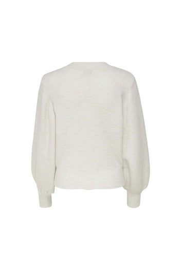 ONLY - Knit Top Embellished Neckline - Beige