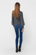 ONLY - Knit Top Embellished Neckline - Charcoal
