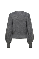 ONLY - Knit Top Embellished Neckline - Charcoal