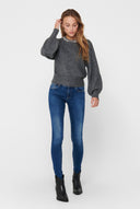 ONLY - Knit Top Embellished Neckline - Charcoal