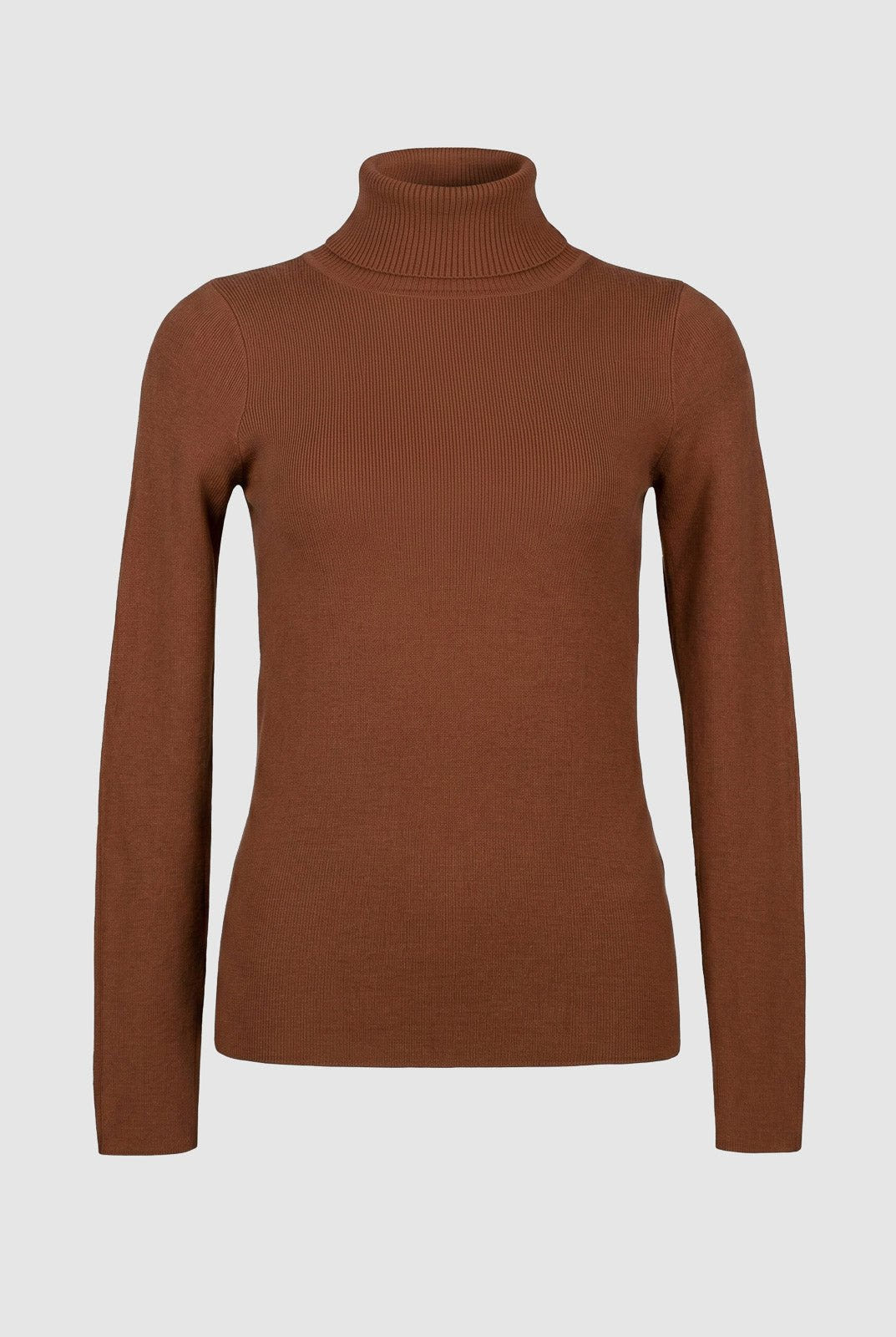Jean Louis Francoise - Knit Turtleneck Top Fitted - Brown