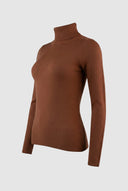 Jean Louis Francoise - Knit Turtleneck Top Fitted - Brown