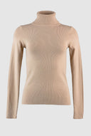 Jean Louis Francoise - Knit Turtleneck Top Fitted - Camel