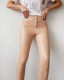 Κολάν δερματίνη με κουμπιά - Κάμελ - thefashionproject.gr - The Fashion Project