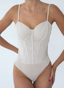 Κορμάκι με διαφάνεια Vero Moda 10295689 - Μπεζ - thefashionproject.gr - VERO MODA
