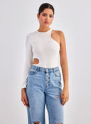 Κορμάκι με έναν ώμο Different - Shop 01 - 176 - Λευκό - thefashionproject.gr - DIFFERENT - SHOP