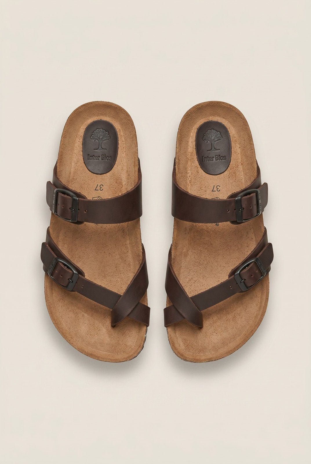 Inter - Bios - Leather Anatomic Sandals - Dark Brown Matte