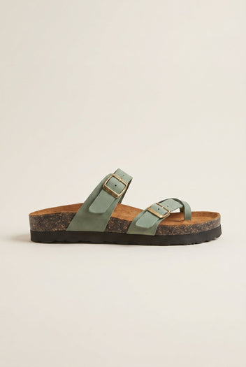 ATENEO - Leather Anatomical Sandals - Green