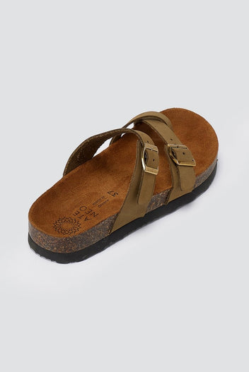 ATENEO - Leather Anatomical Sandals - Khaki