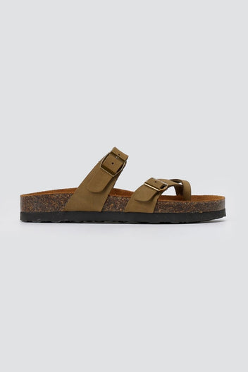 ATENEO - Leather Anatomical Sandals - Khaki
