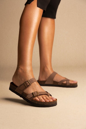 ATENEO - Leather Anatomical Sandals - Taupe