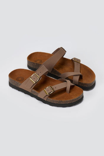 ATENEO - Leather Anatomical Sandals - Taupe