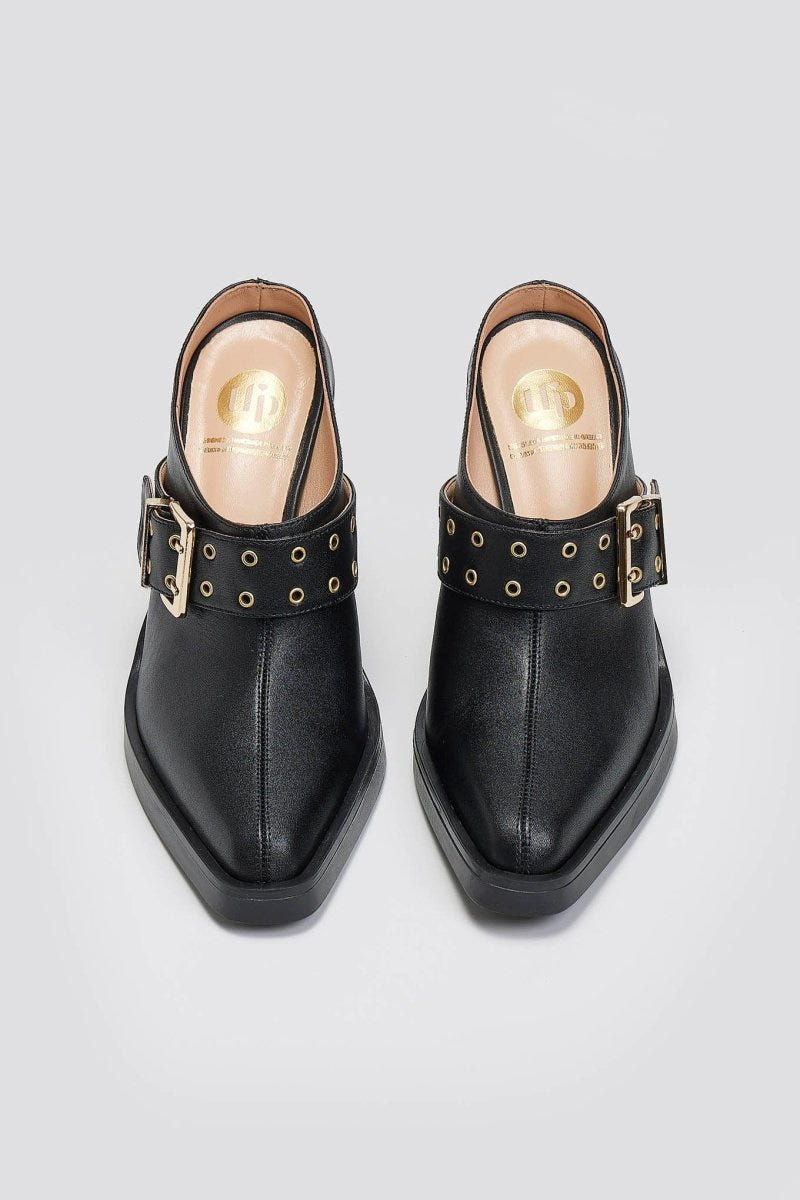 Leather Clogs with Buckle TFP - Μαύρο - thefashionproject.gr - TFP