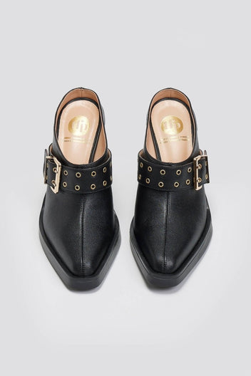 Leather Clogs with Buckle TFP - Μαύρο - thefashionproject.gr - TFP