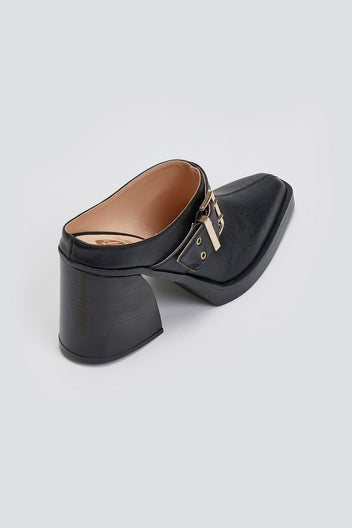 Leather Clogs with Buckle TFP - Μαύρο - thefashionproject.gr - TFP