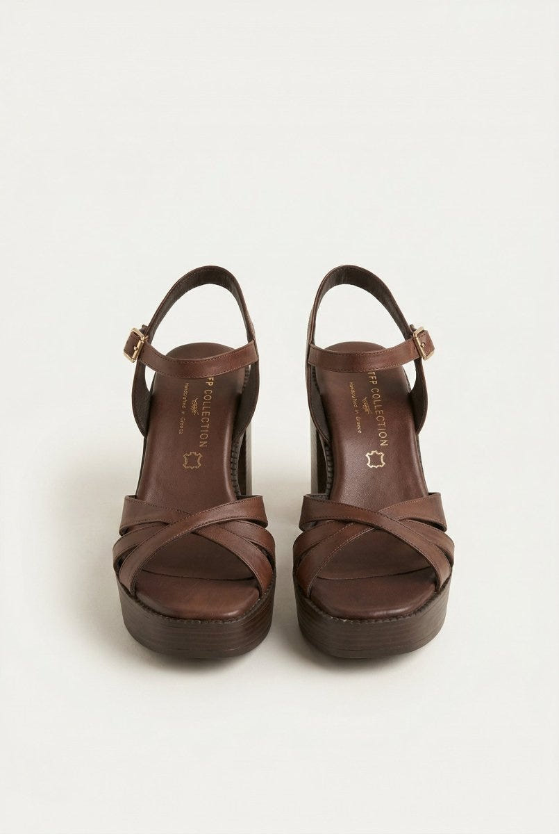 TFP - Leather Crossover Sandals - Brown Matte