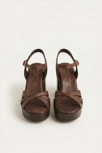 TFP - Leather Crossover Sandals - Brown Matte