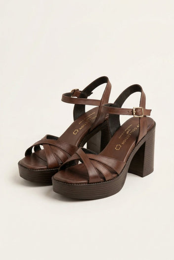 TFP - Leather Crossover Sandals - Brown Matte