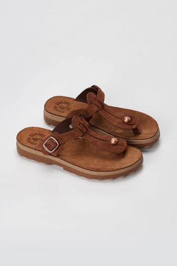 FANTASY SANDALS - Leather Cut - out Sandals - Brown Suede