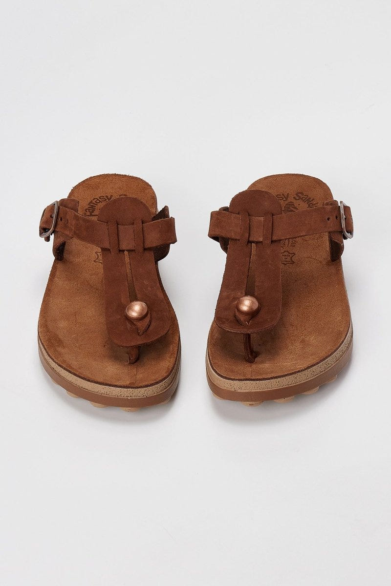 FANTASY SANDALS - Leather Cut - out Sandals - Brown Suede