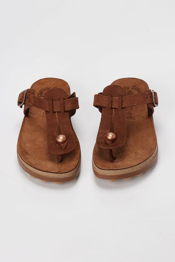 FANTASY SANDALS - Leather Cut - out Sandals - Brown Suede