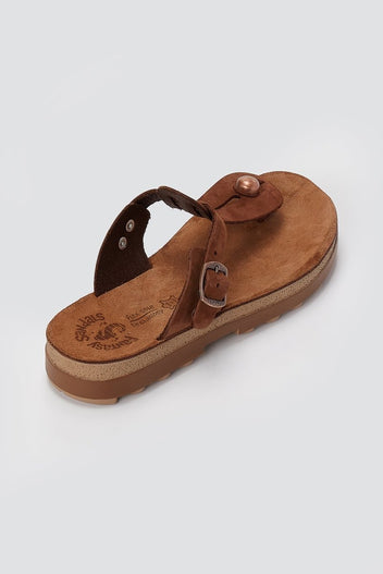 FANTASY SANDALS - Leather Cut - out Sandals - Brown Suede