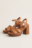 TFP - Leather Cut-out Sandals - Tan