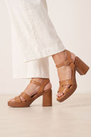 TFP - Leather Cut-out Sandals - Tan
