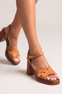 TFP - Leather Cut-out Sandals - Tan