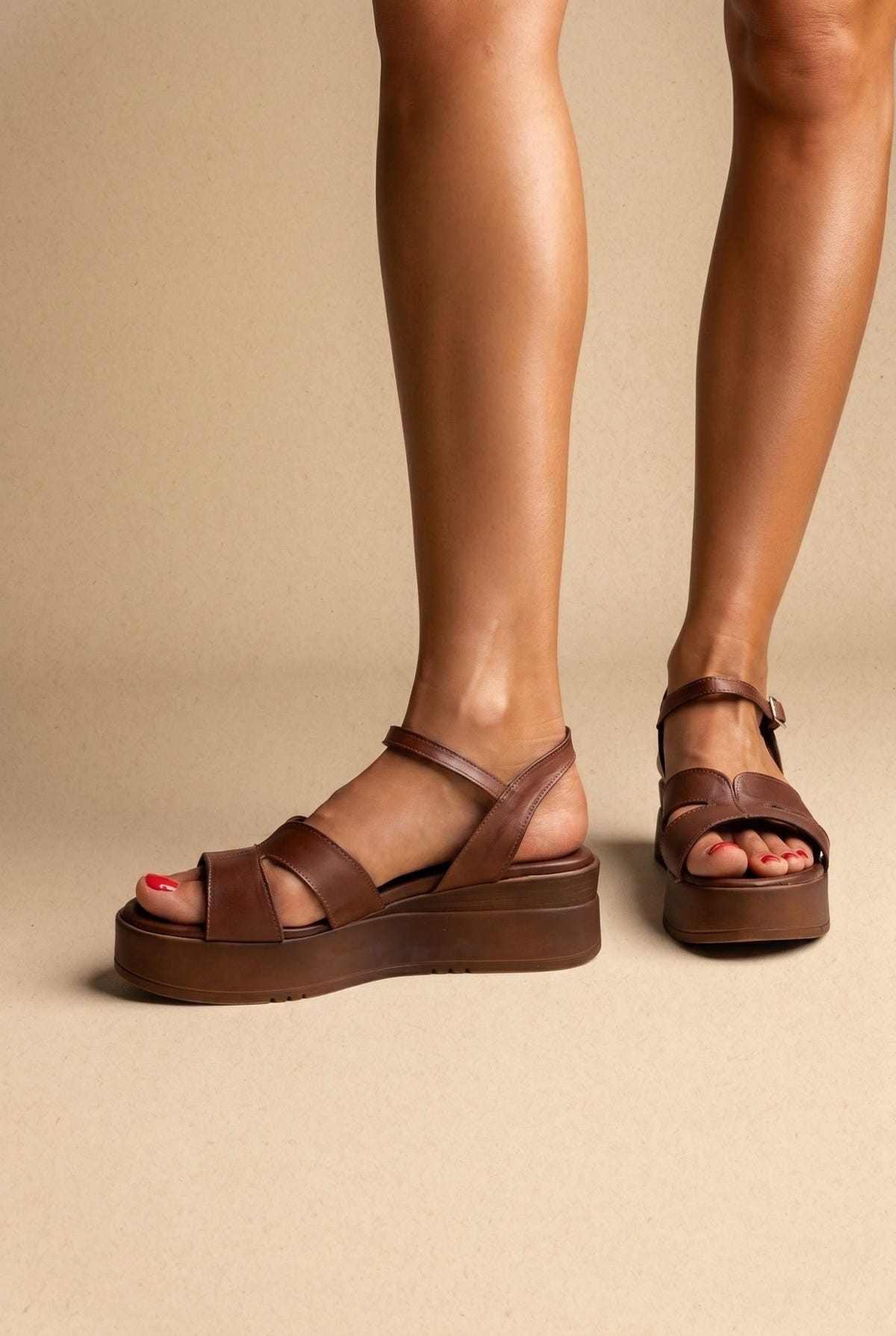 TFP - Leather Cutout Platforms - Brown Matte
