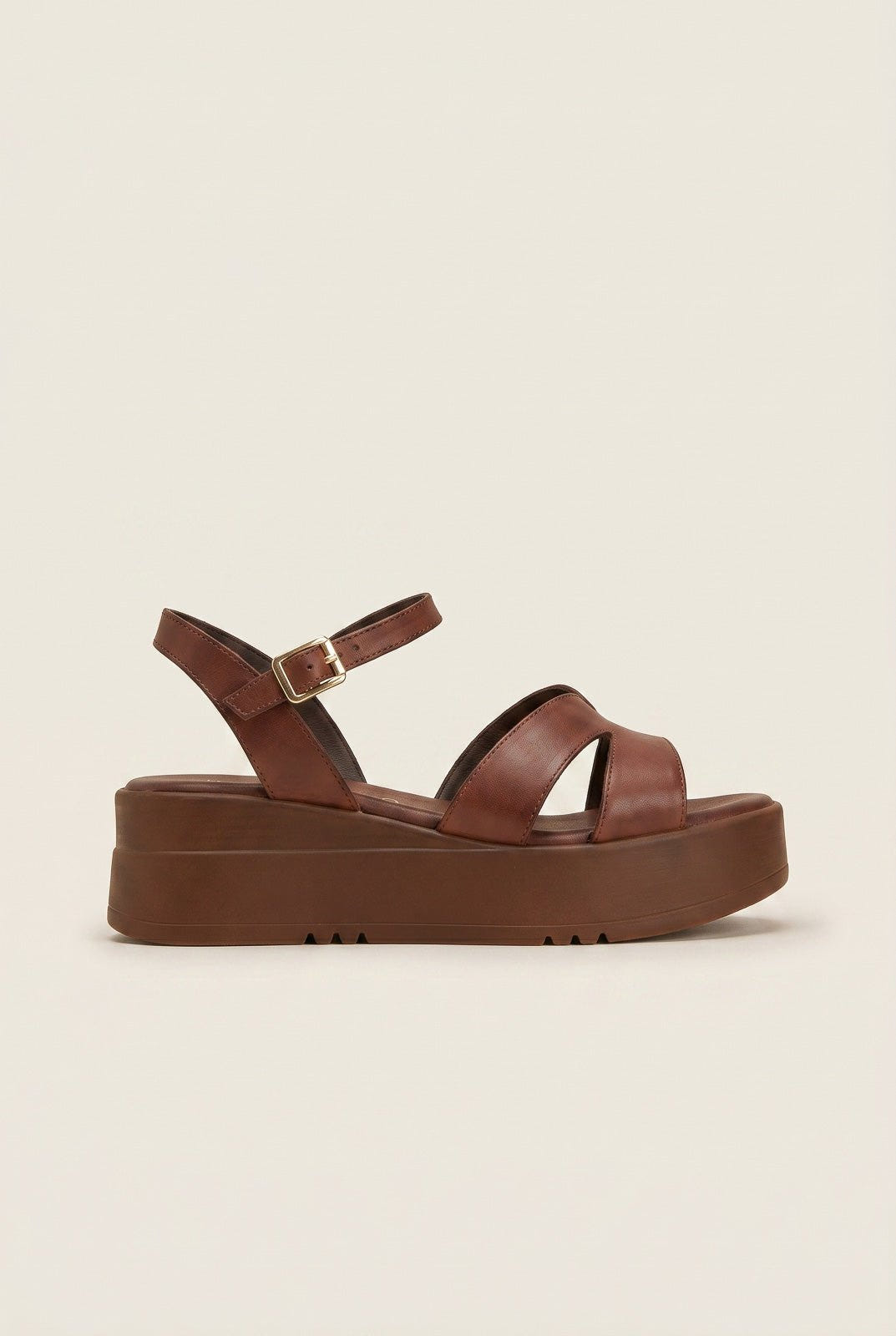 TFP - Leather Cutout Platforms - Brown Matte