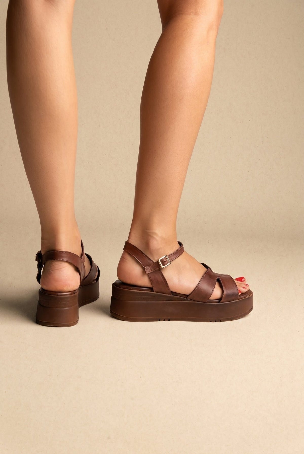 TFP - Leather Cutout Platforms - Brown Matte