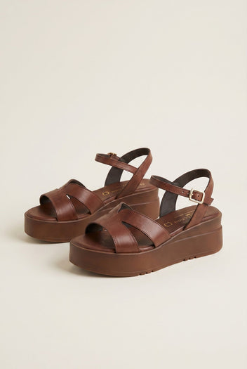 TFP - Leather Cutout Platforms - Brown Matte