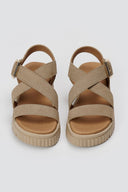 RAGAZZA - Leather Flatform Sandals - Beige Suede