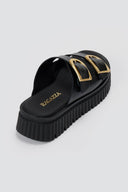 RAGAZZA - Leather Flatform Sandals - Black Matte